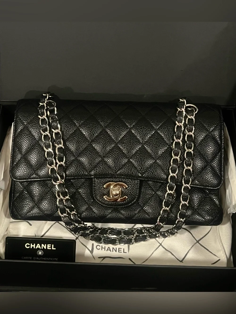 Chanel Classic Doubel Flap Caviar SHW